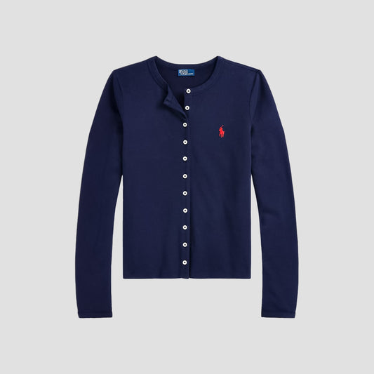 Polo Ralph Lauren Stretch Mesh Cotton Crewneck Cardigan – Newport Navy 211941175003