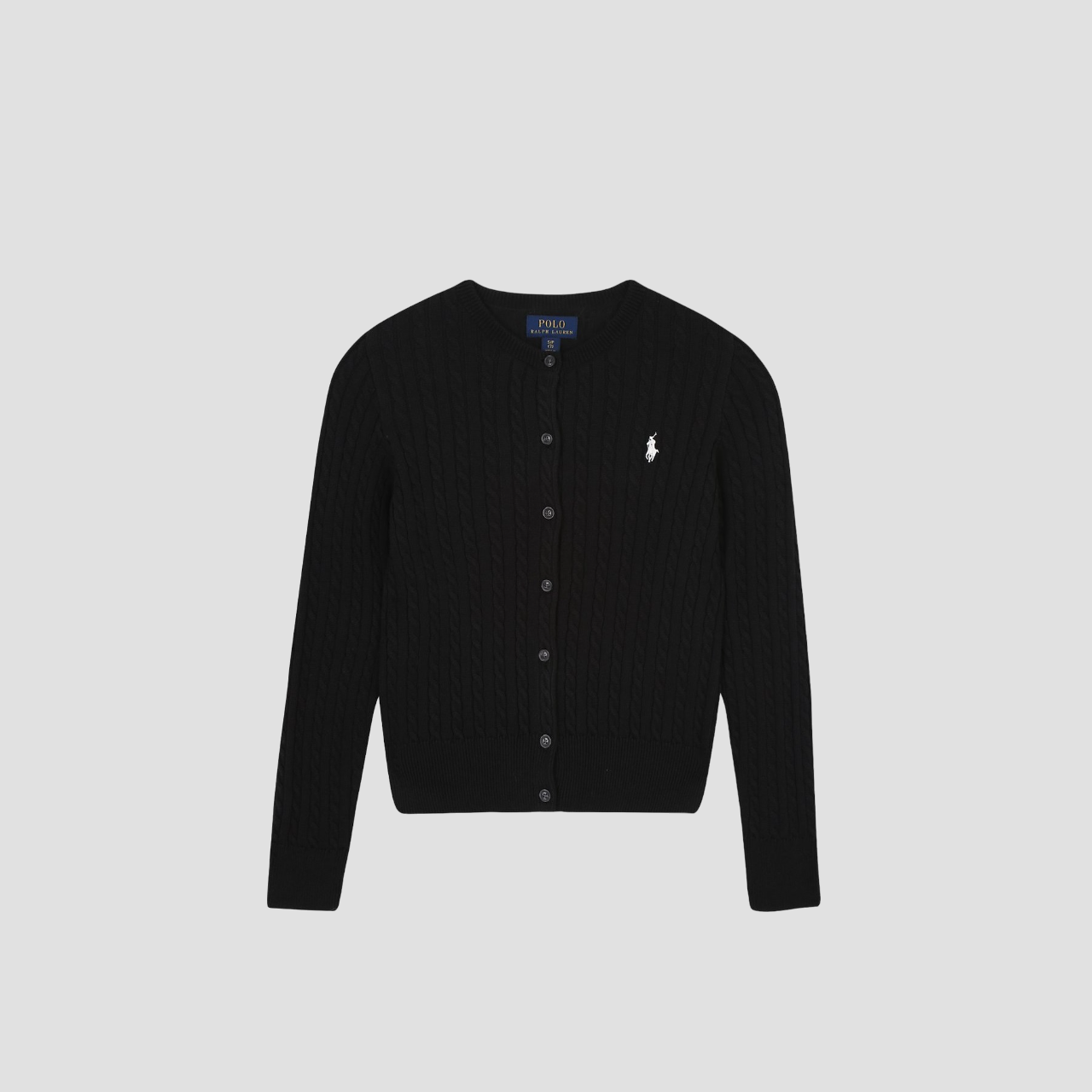 POLO RALPH LAURENT BLACK MINI-CABLE COTTON CARDIGAN 313543047005