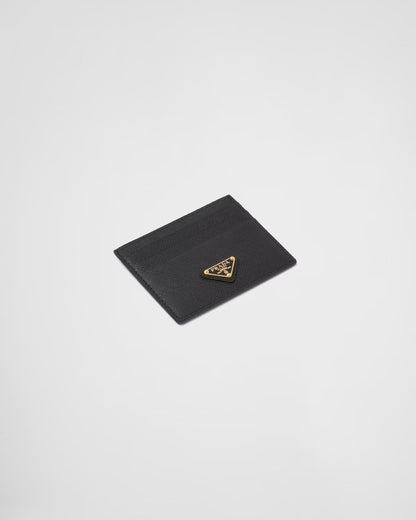 chi tiết PRADA BLACK SAFFIANO LEATHER CARD HOLDER GOLD METAL TRIANGLE LOGO 1MC025_QHH_F0002 authentic blankroom việt nam