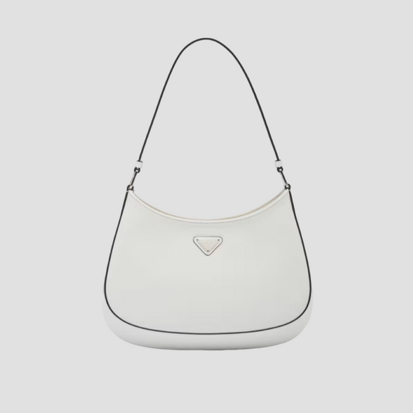 PRADA CLEO BRUSHED LEATHER SHOULDER BAG IN WHITE 1BC499_ZO6_F0PG7_V_OOO