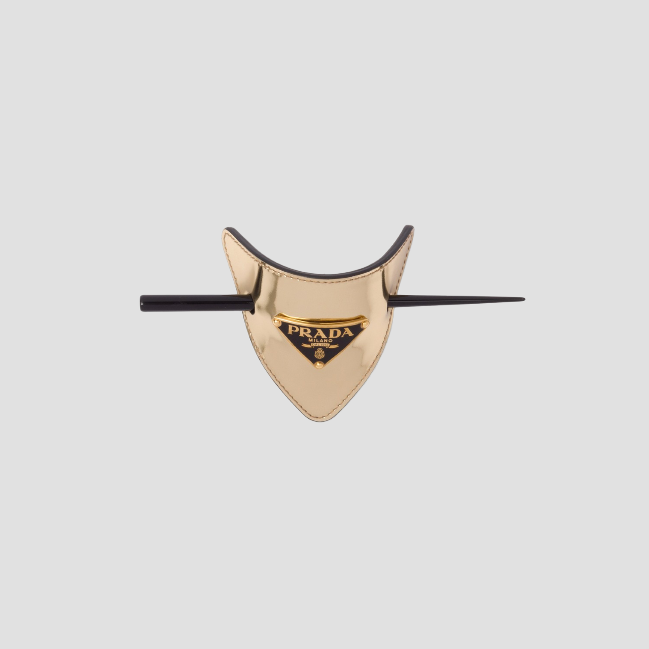Prada Leather Hair Clip Gold Mirror Finish 1IF004_ZO6_F0522