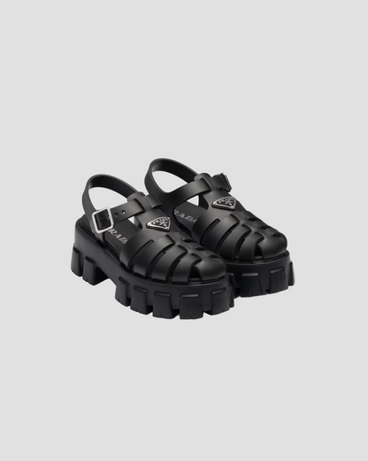 PRADA MONOLITH FOAM RUBBER SANDALS IN BLACK 1X853M_3LKK_F0002_F_055