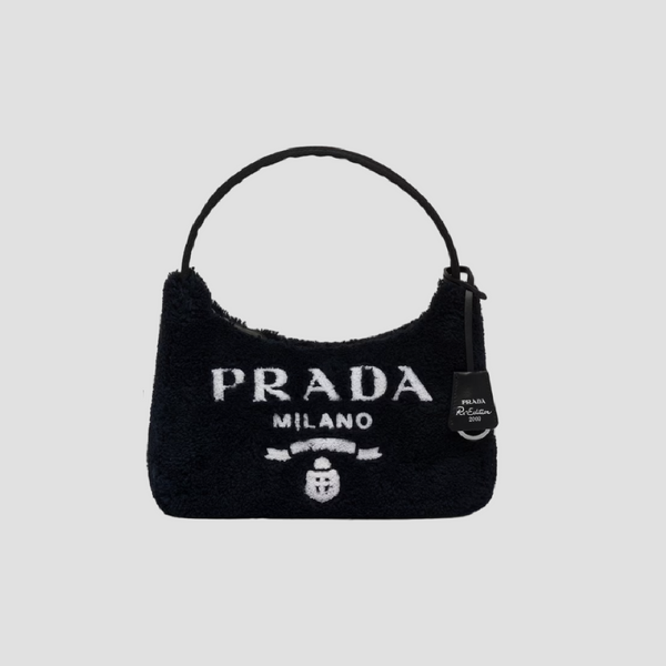 PRADA RE-EDITION 2000 TERRY MINI-BAG BLACK/WHITE 1NE515_2DXO_F0967