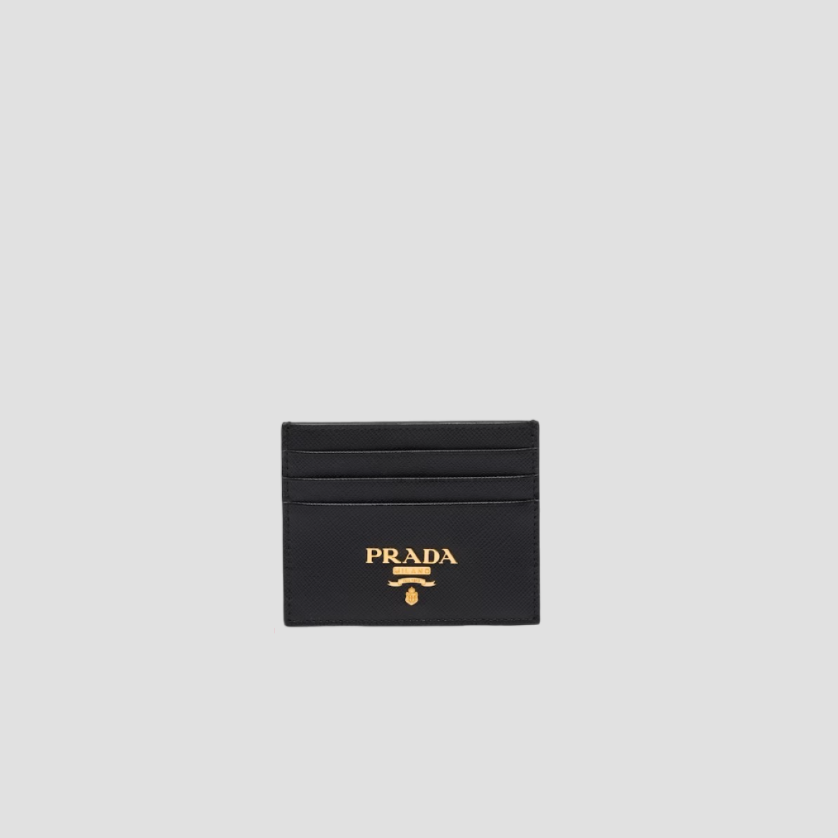 PRADA SAFFIANO LEATHER BLACK CARD HOLDER WITH GOLD LOGO 1MC025_QWA_F0002