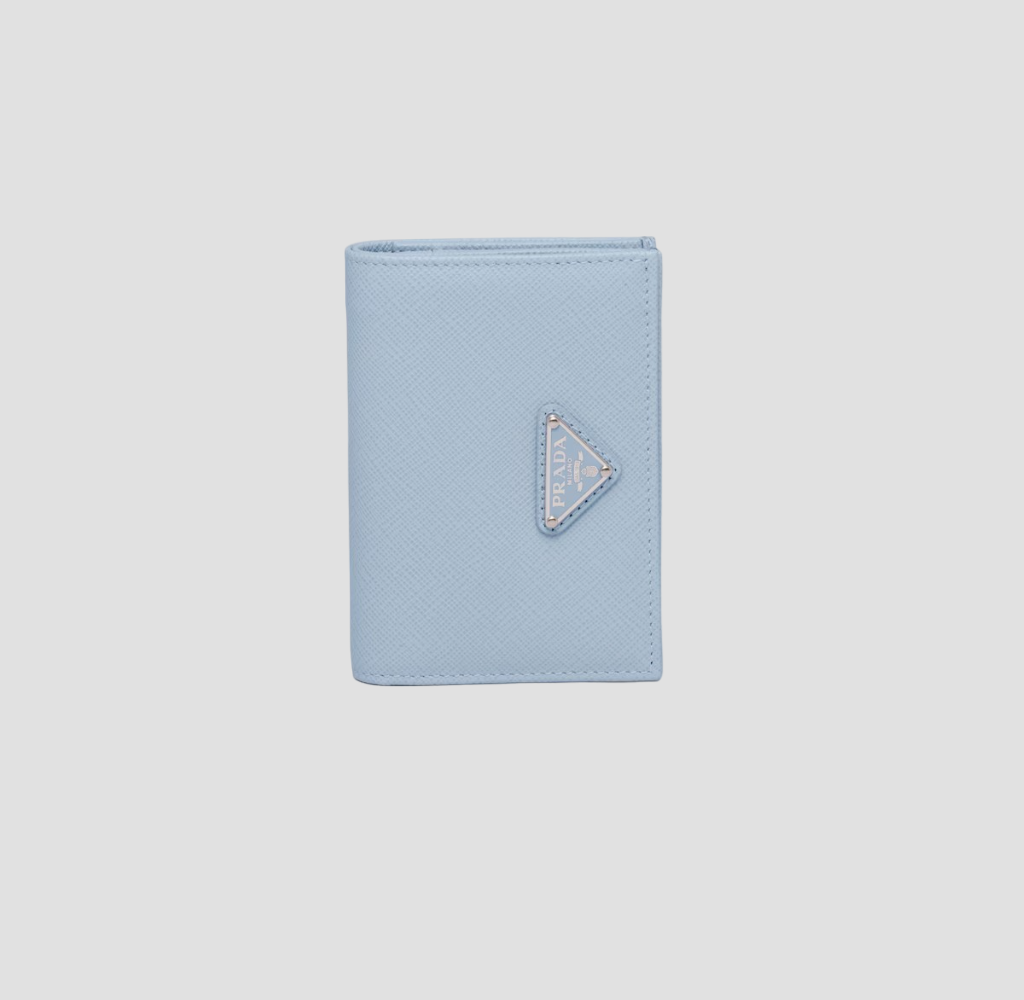 PRADA SAFFIANO LEATHER PALE BLUE WALLET TRIANGLE LOGO 1MV021_QHH_F0EMZ