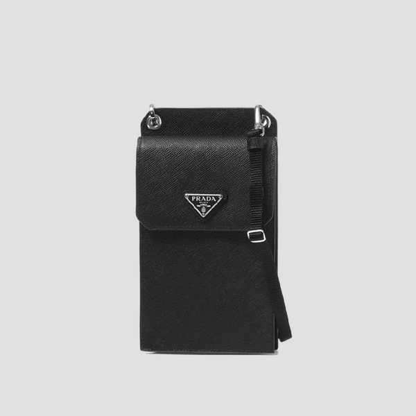 PRADA SAFFIANO LEATHER PHONE CASE BLACK 2ZH068-053-F0002