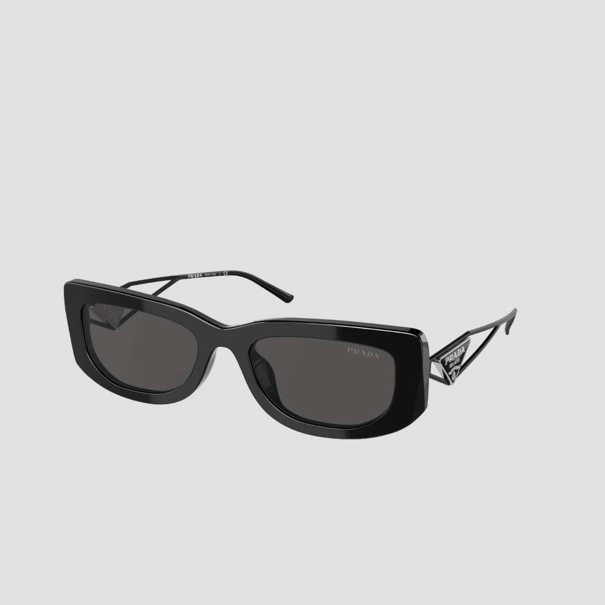 PRADA SPR 14Y 1AB5S0 SUNGLASSES WITH TRIANGLE LOGO IN BLACK