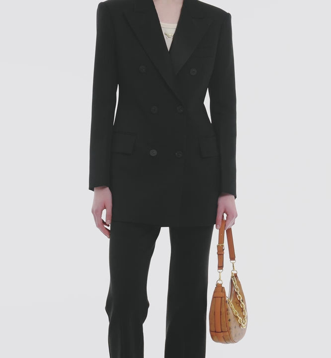 video MCM Small Aren Crescent Hobo Bag in Visetos Cognac MWHCATA11CO001