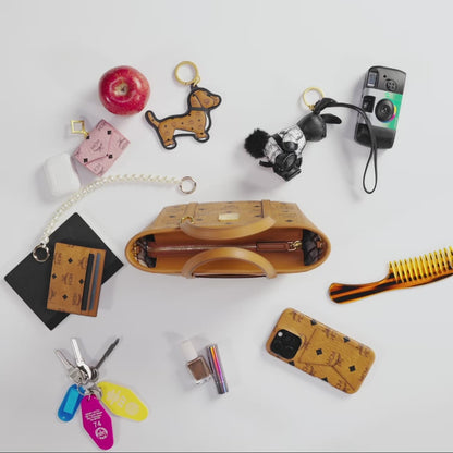 video MCM Mini Toni Top-Zip Shopper in Visetos Cognac MWPAATN04CO001