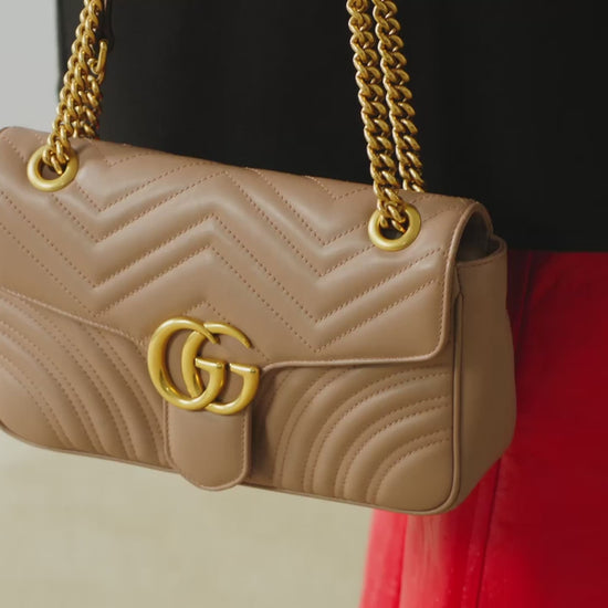 video Gucci GG Marmont Medium Shoulder Bag Dusty Pink 443497 DTDIT 5729