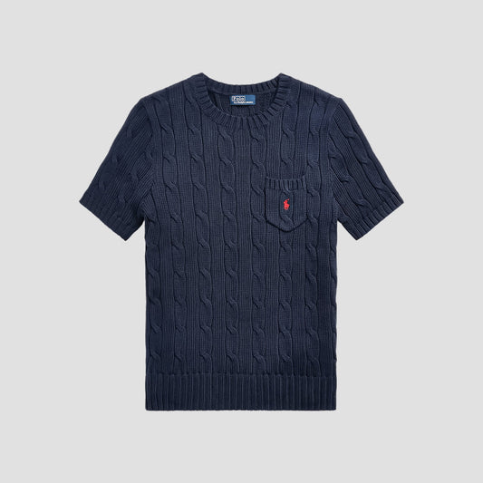 Polo Ralph Lauren Cable-Knit Cotton Short-Sleeve Jumper – Hunter Navy 34175089504