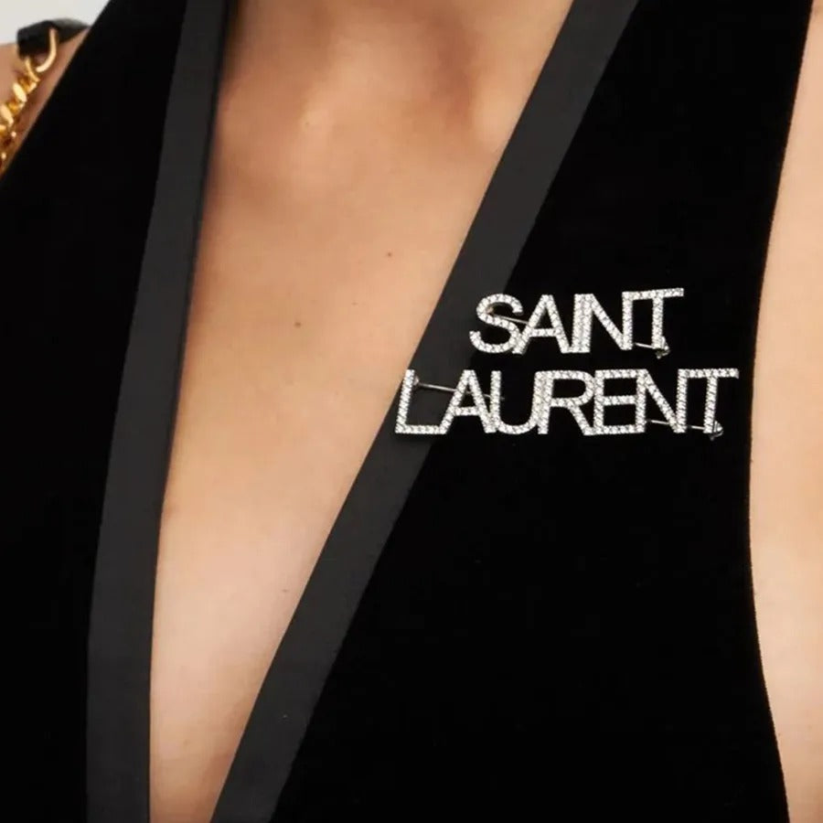 SAINT LAURENT BROOCHES IN BRASS AND CRYSTAL 586493Y15268368 authentic tại BlankRoom