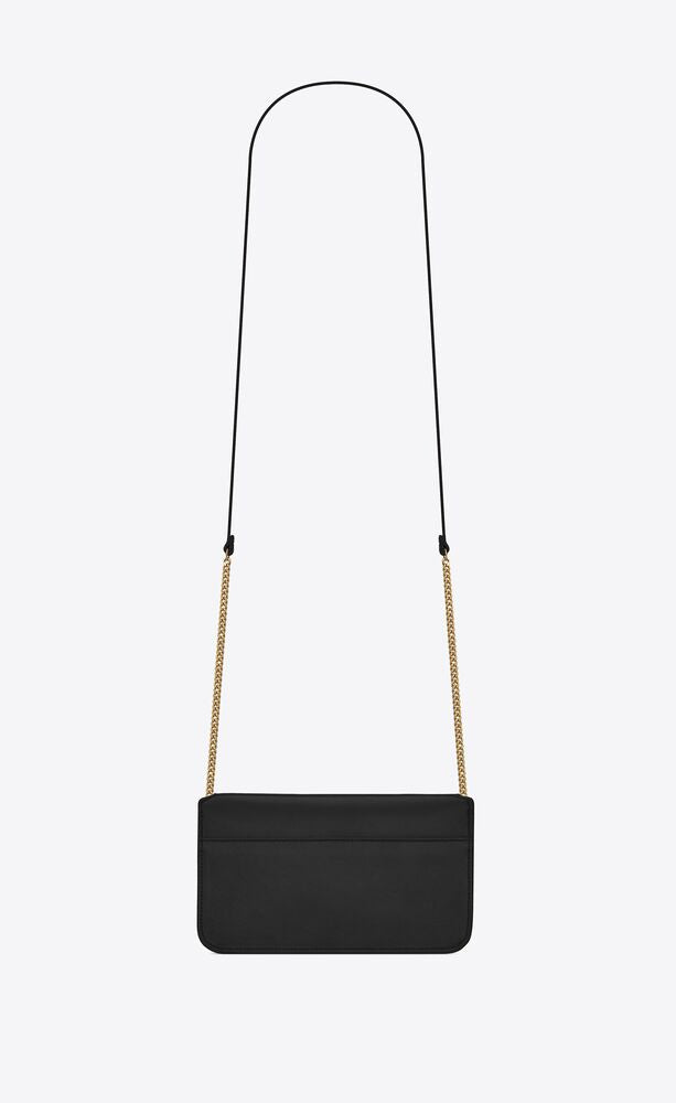 mặt sau túi SAINT LAURENT CASSANDRE PHONE HOLDER IN BLACK SMOOTH LEATHER 6350950U40J1000 Authentic tại BlankRoom Việt Nam