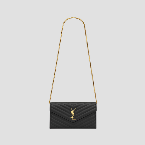 SAINT LAURENT CASSANDRE WOC IN BLACK GOLD LAMBSKIN 377828AAA441000