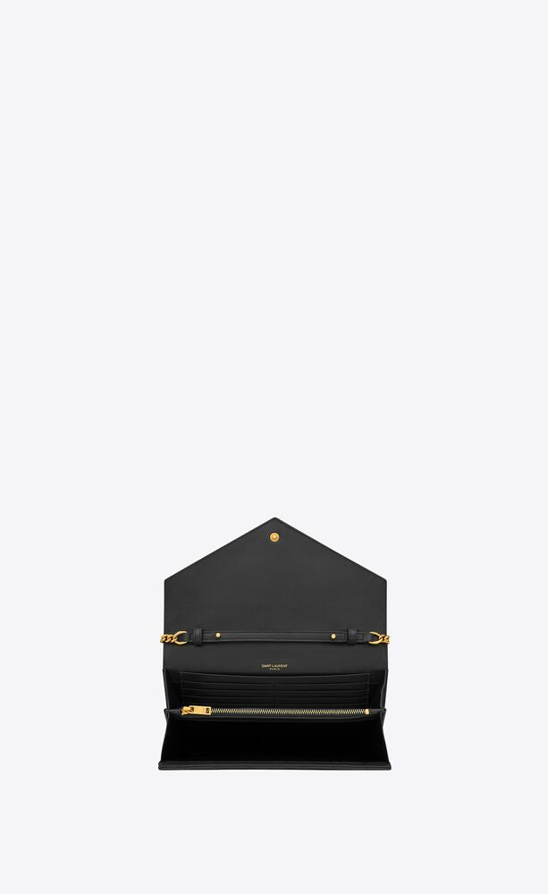 mặt trong SAINT LAURENT CASSANDRE WOC IN BLACK GOLD LAMBSKIN 377828AAA441000 authentic