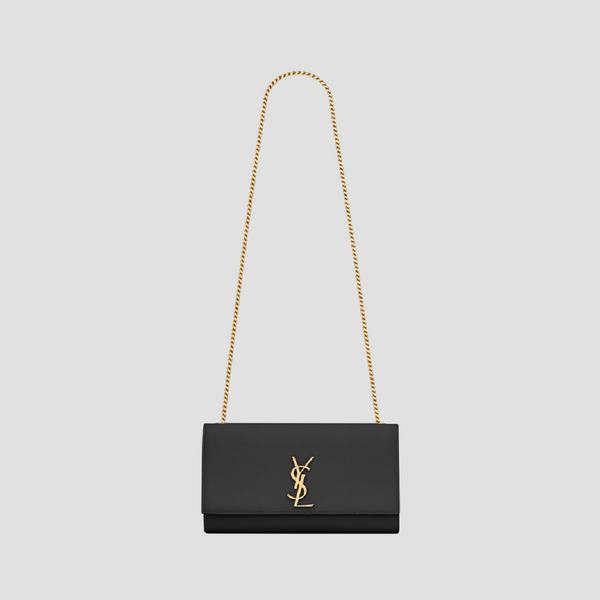 SAINT LAURENT KATE MEDIUM IN BLACK GRAIN DE POUDRE EMBOSSED LEATHER 364021BOW0J1000