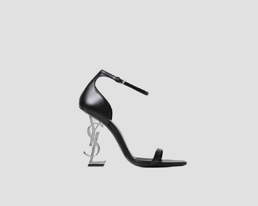 SAINT LAURENT OPYUM 110mm SANDALS IN SMOOTH LEATHER SILVER 557662AAABN1000