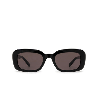 Saint Laurent SL M130 Black Square Sunglasses with dark brown tinted lenses, shown from the front on a white background.