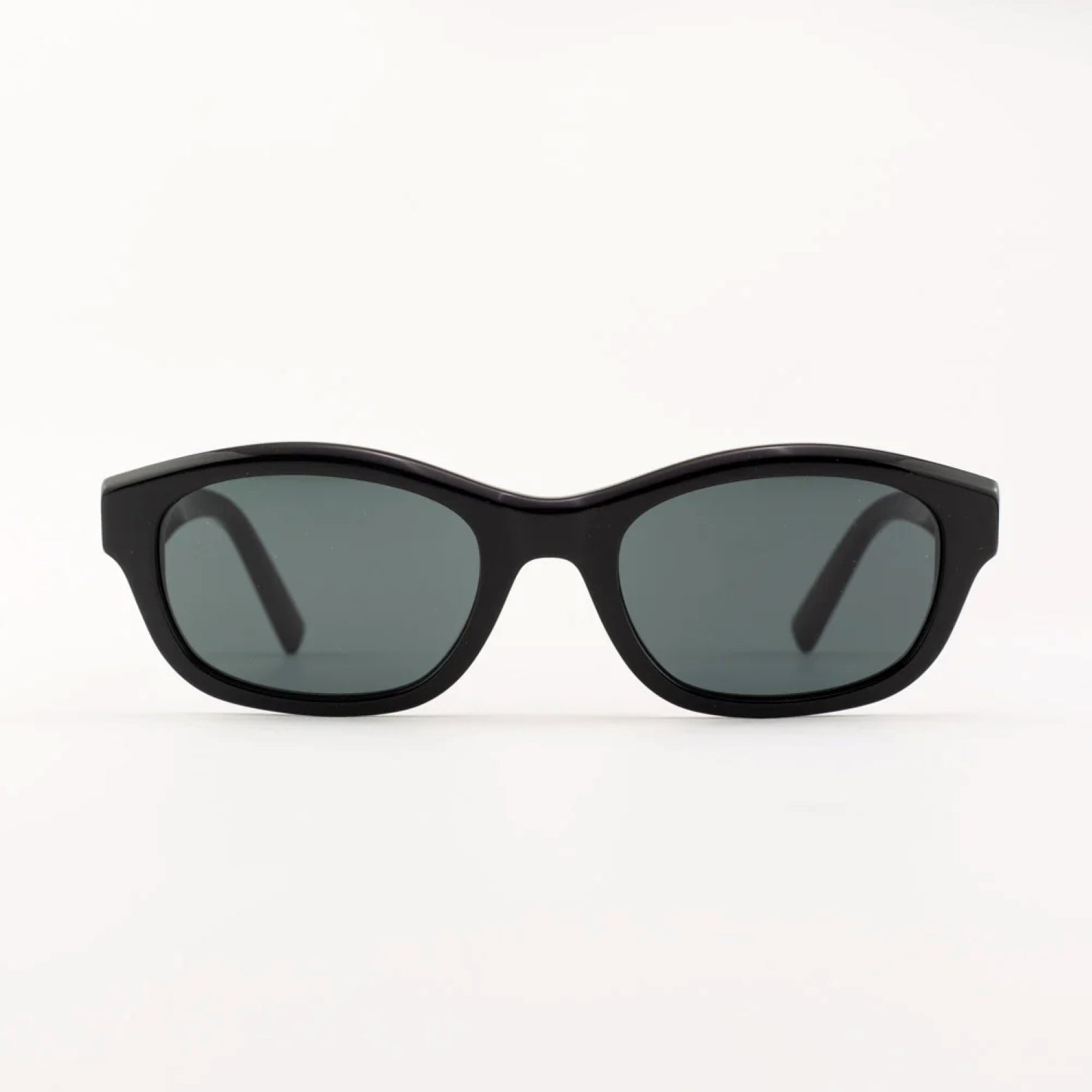 Saint Laurent SL M172 001 Black Rectangular Sunglasses with dark gray lenses, shown from the front on a clean white background.