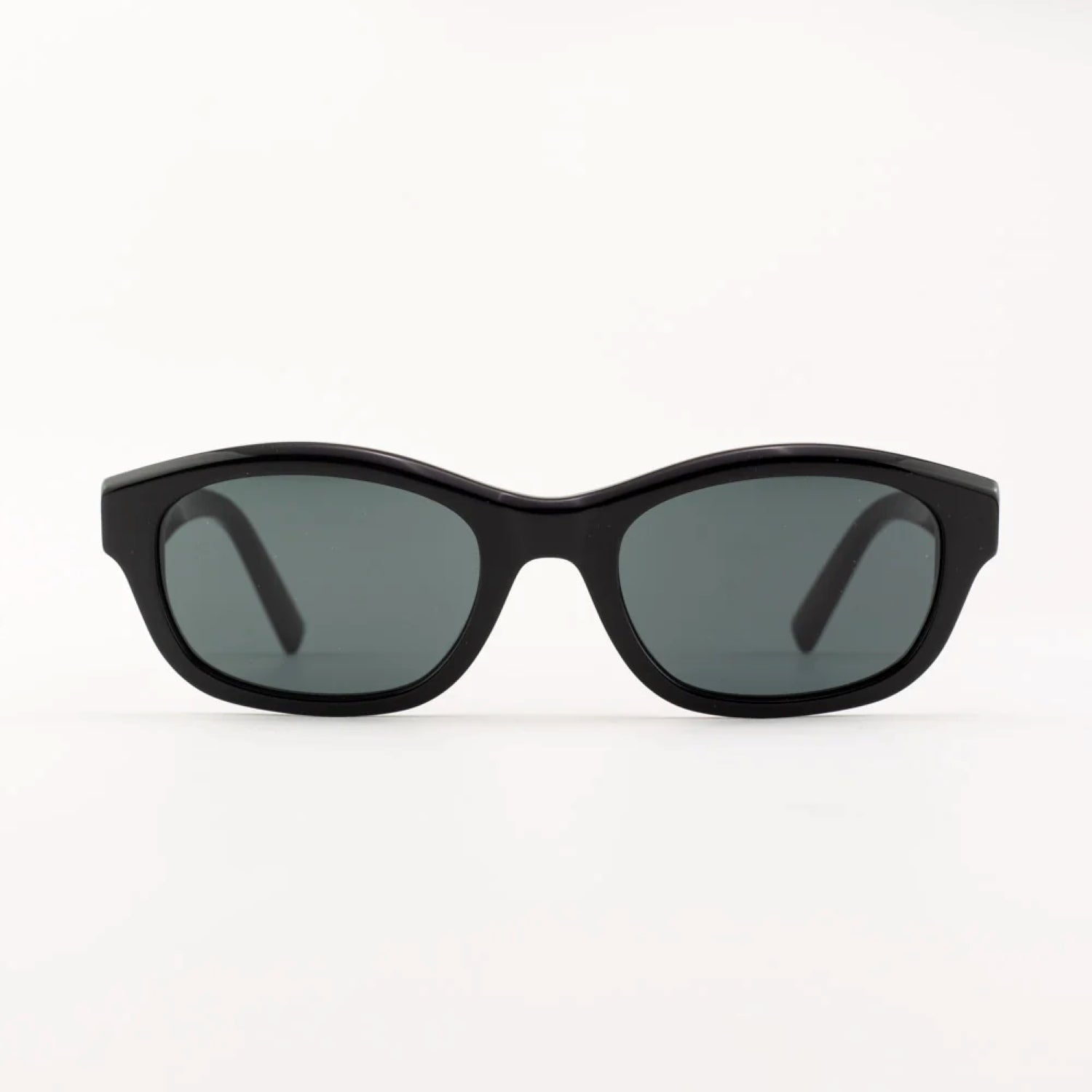 Saint Laurent SL M172 001 Black Rectangular Sunglasses with dark gray lenses, shown from the front on a clean white background.