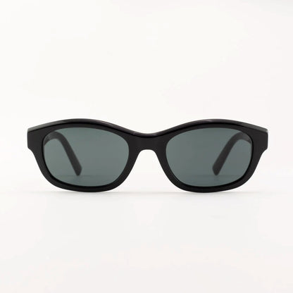 Saint Laurent SL M172 001 Black Rectangular Sunglasses with dark gray lenses, shown from the front on a clean white background.