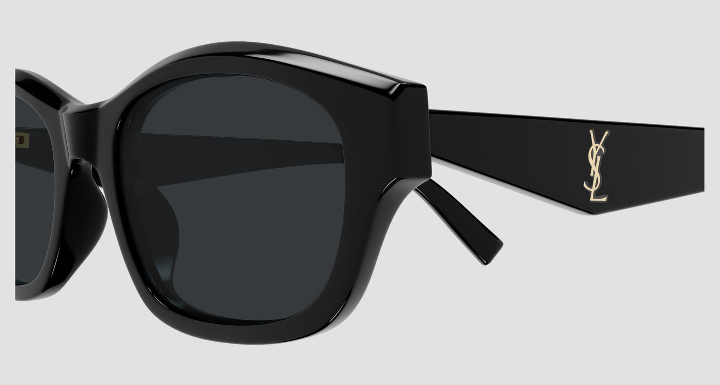 Saint Laurent SL M172 001 Black Rectangular Sunglasses with a brand logo on a white background