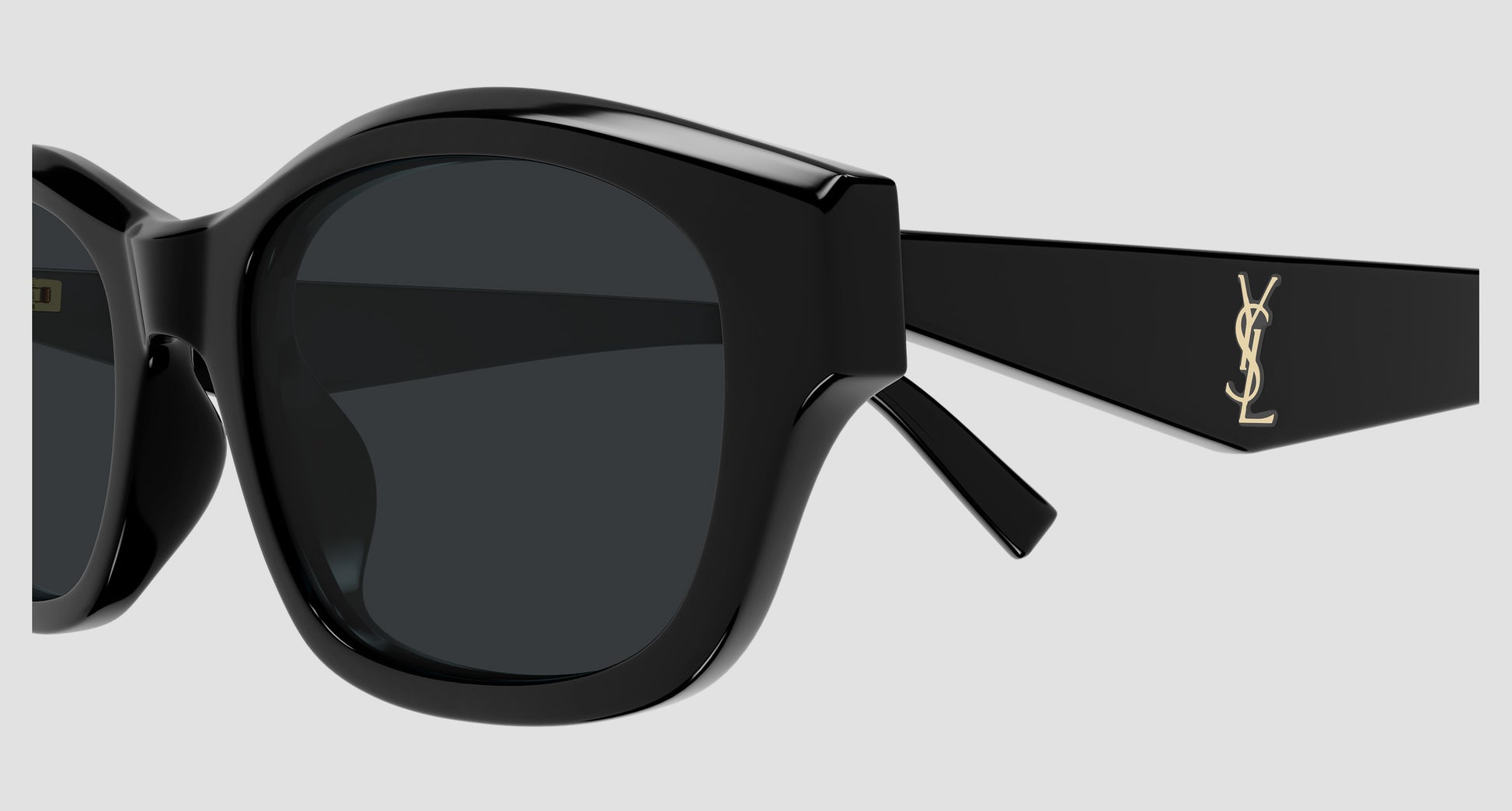 Saint Laurent SL M172 001 Black Rectangular Sunglasses with a brand logo on a white background