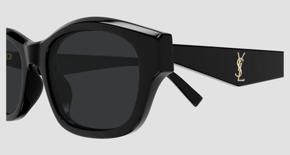 Saint Laurent SL M172 001 Black Rectangular Sunglasses with a brand logo on a white background