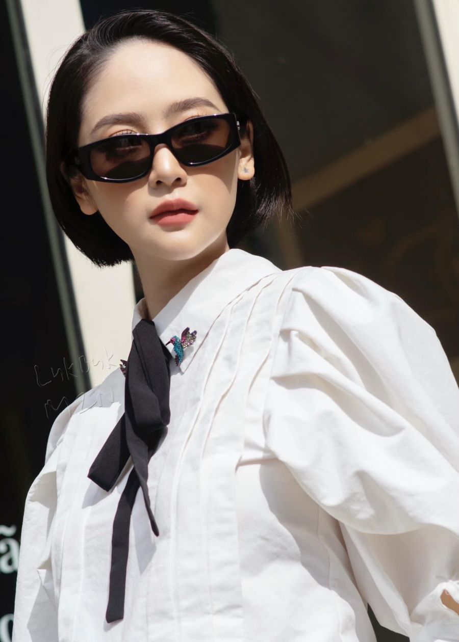 wearing SAINT LAURENT SUNGLASSES SL329 001