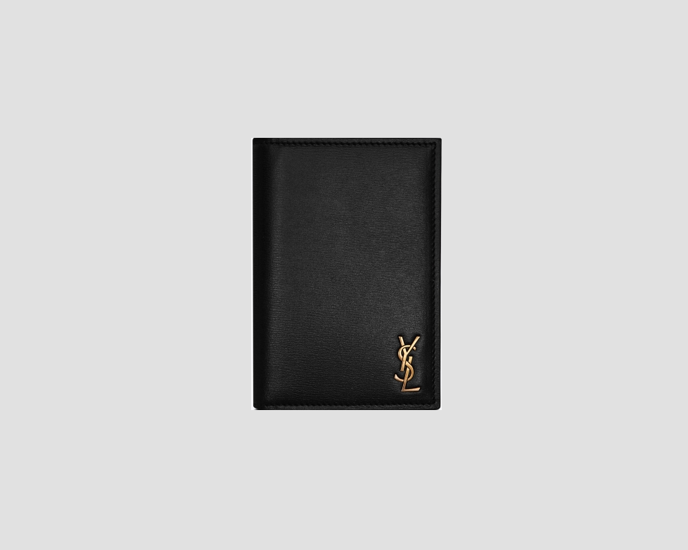SAINT LAURENT TINY CASSANDRE CREDIT CARD WALLET IN SHINY LEATHER 66873602G0W1000 60767902G0W1000