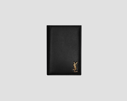 SAINT LAURENT TINY CASSANDRE CREDIT CARD WALLET IN SHINY LEATHER 66873602G0W1000 60767902G0W1000