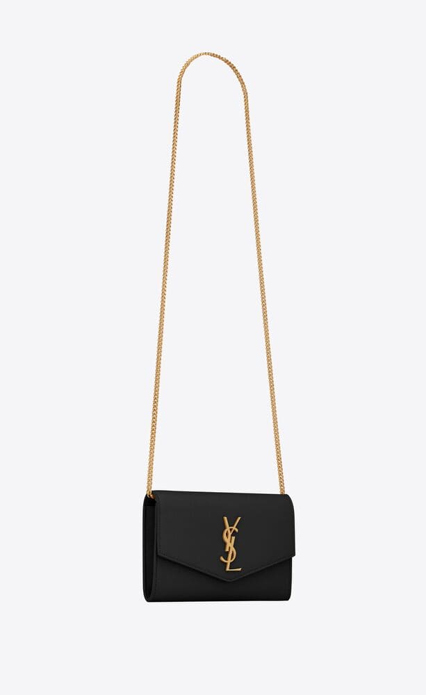 túi SAINT LAURENT UPTOWN CHAIN WALLET IN GRAIN DE POUDRE EMBOSSED LEATHER 6077881GF0J1000 authentic