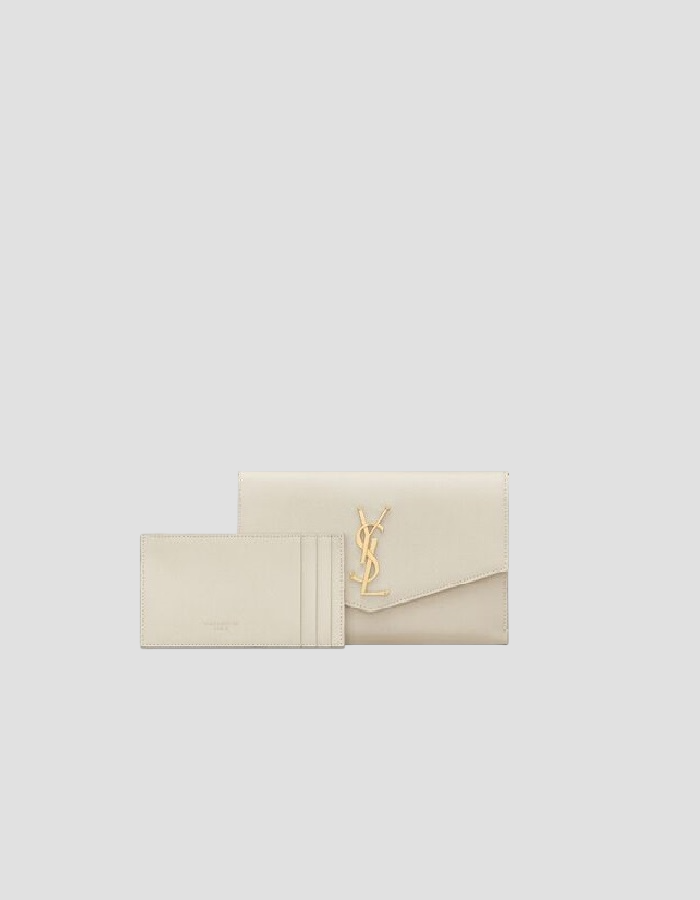 SAINT LAURENT UPTOWN CHAIN WALLET IN GRAIN DE POUDRE EMBOSSED LEATHER