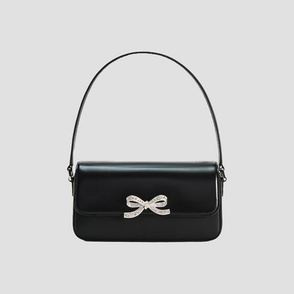 Self-Portrait Black Leather Baguette Bag PF24-309-B