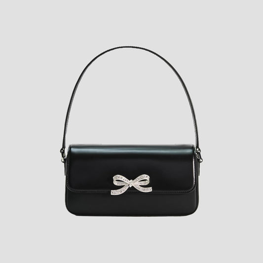 Self-Portrait Black Leather Baguette Bag PF24-309-B