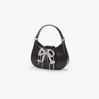 túi xách nữ SELF-PORTRAIT BLACK LEATHER CRESCENT BAG RS24-320-B authentic tại blankroom việt nam