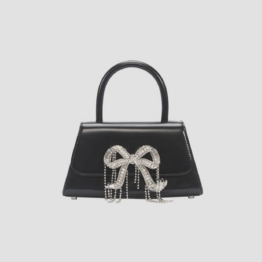 Self-Portrait Black Leather Mini Bow Bag RS24-316-B