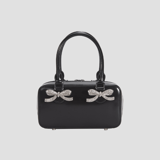 Self-Portrait Black Leather Mini Tote Bag AW24-301A-B