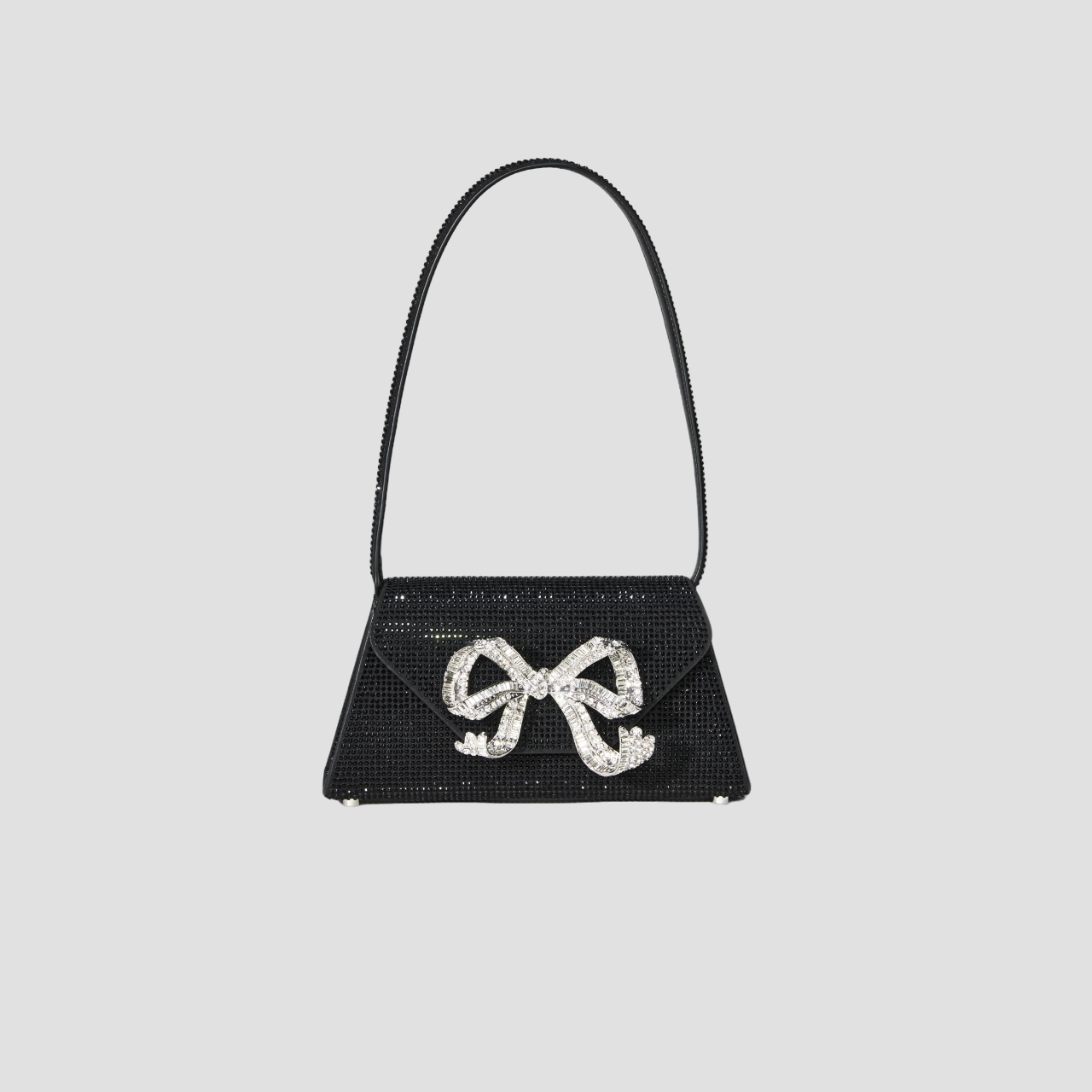 SELF PORTRAIT BLACK RHINESTONE HOTFIX BOW MINI SHOULDER BAG