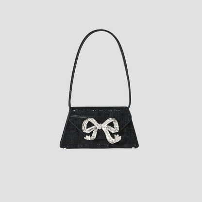 SELF PORTRAIT BLACK RHINESTONE HOTFIX BOW MINI SHOULDER BAG