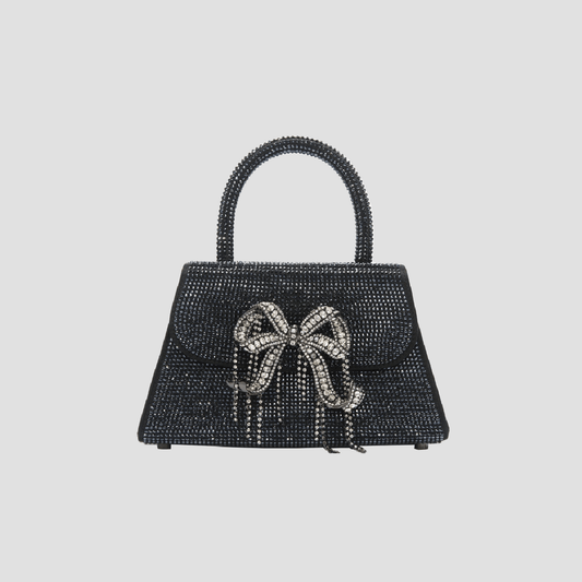 Self-Portrait Black Rhinestone Mini Bow Bag RS24-322-B