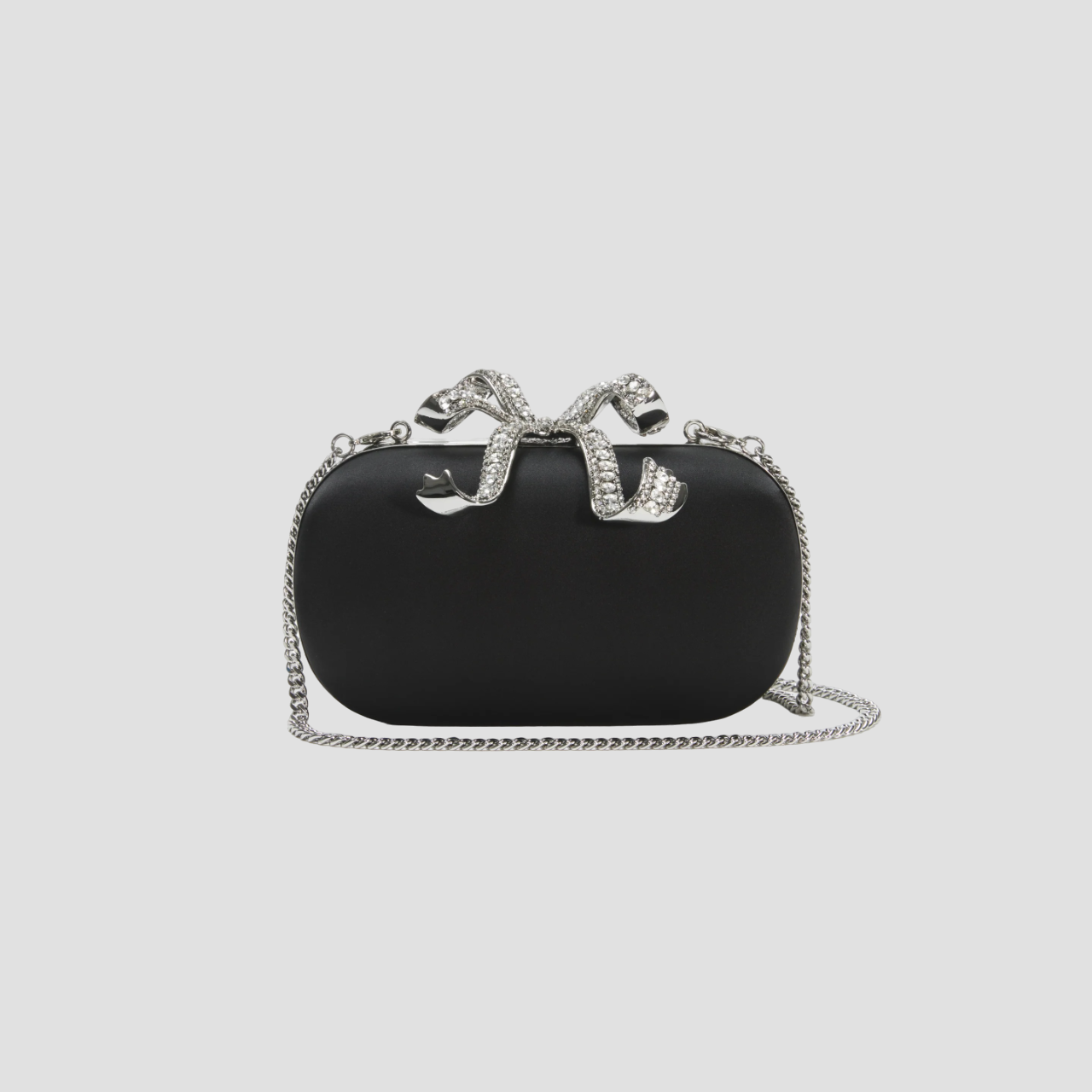 SELF-PORTRAIT BLACK SATIN BOW CLUTCH 