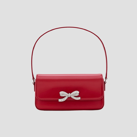 Self-Portrait Burgundy Leather Baguette Bag PF24-309-R