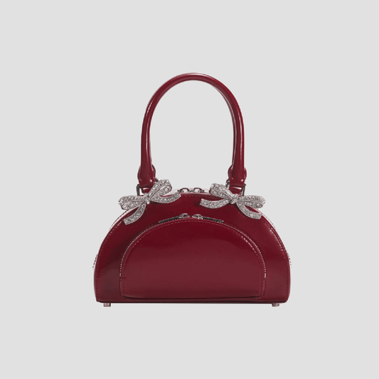 Self-Portrait Burgundy Leather Curved Mini Tote Bag AW24-300-BU