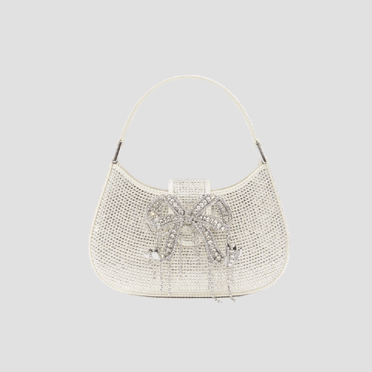 Self-Portrait Champagne Rhinestone Mini Crescent Bag RS24-320-HOTCH