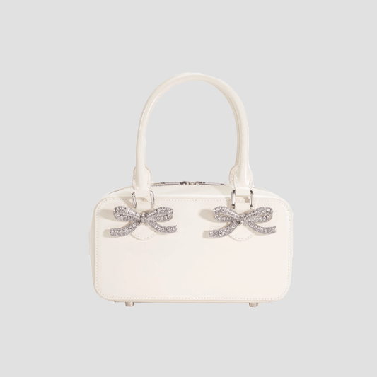 Self-Portrait Cream Leather Mini Tote Bag AW24-301A-C