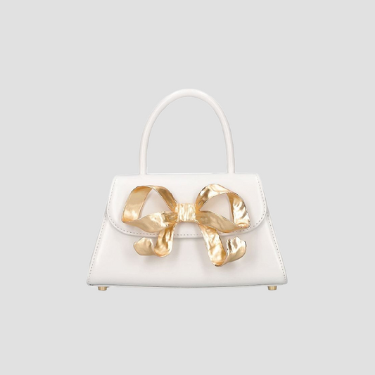 Self-Portrait Gold Bow White Mini Envelope Bag AW22-306