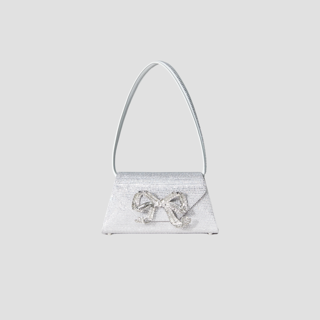 self-portrait hotfix bow mini shoulder bag silver