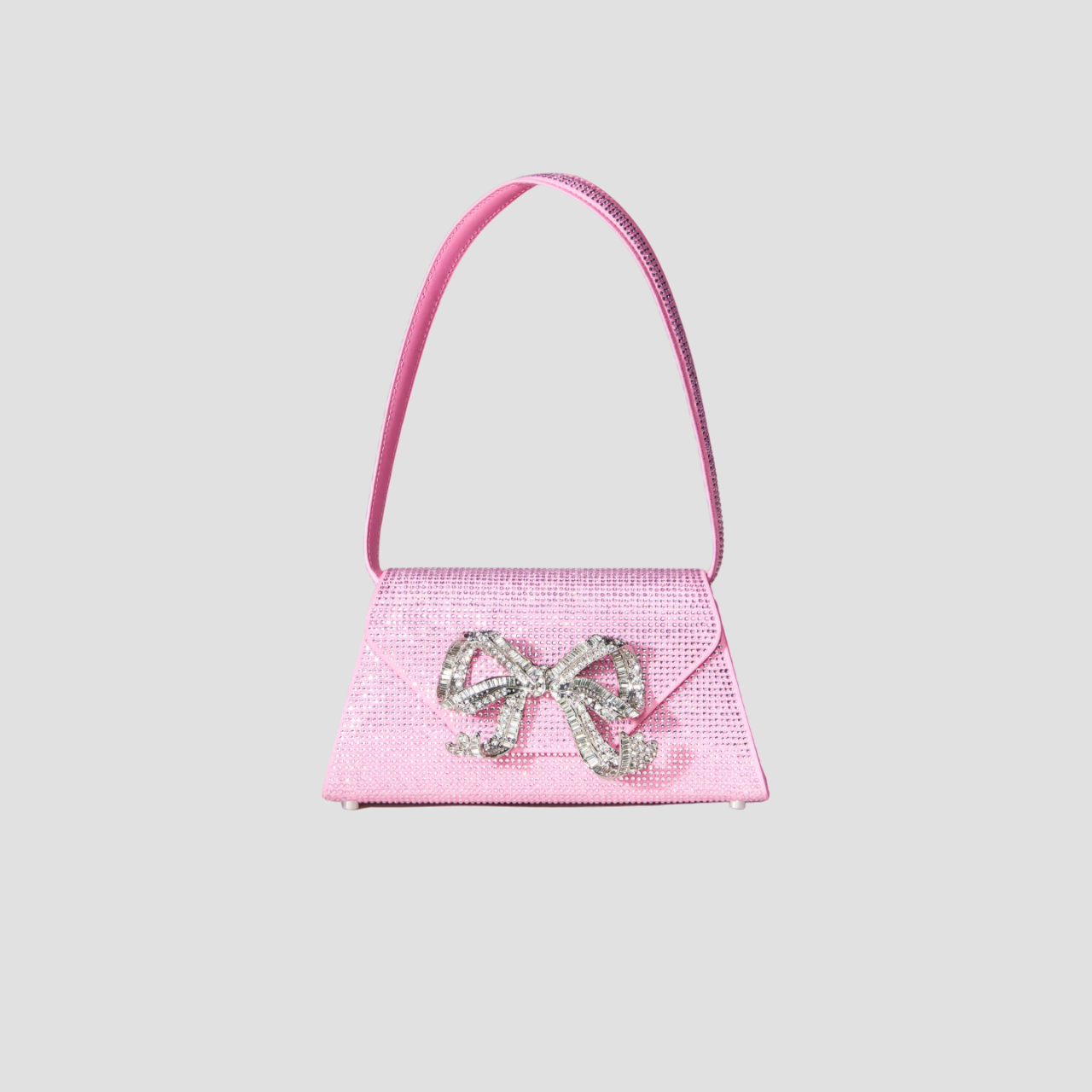 SELF-PORTRAIT PINK RHINESTONE HOTFIX BOW MINI SHOULDER BAG