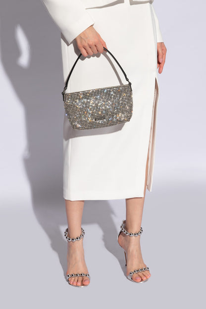 wearing Self-Portrait Silver Diamante Small Hobo Bag SS24-305-SIL